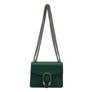 Auth GUCCI Dionysus 421970 Green Leather Hardware Shoulder Bag